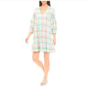 NWT Crown & Ivy Blouson Sleeve Pastel Plaid Peasant Dress Size 1X